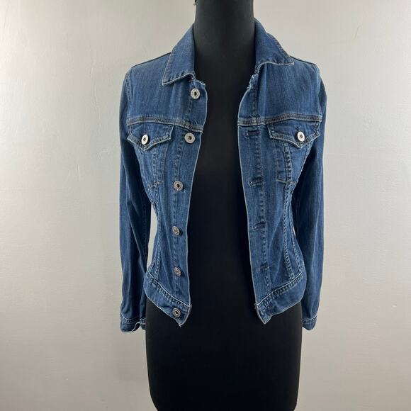 AG JEANS Blue Medium Wash Cotton Blend The Robyn Slim Denim Jean Jacket Size XS - Picture 2 of 11